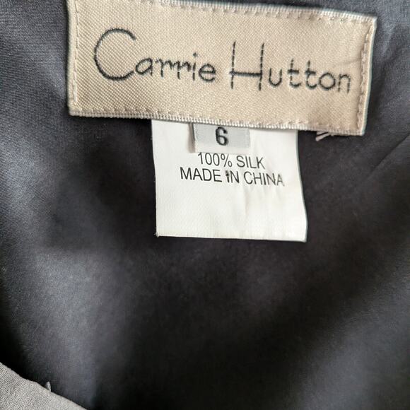 Y2K Silk Midi Dress 6 Black White Polka Dot Bias Zig Zag Glam Summer Cocktail - Picture 11 of 12